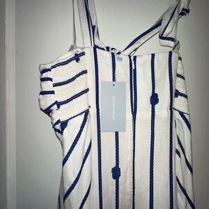ANTONIO MELANI White Dress with Navy Rope Stripes